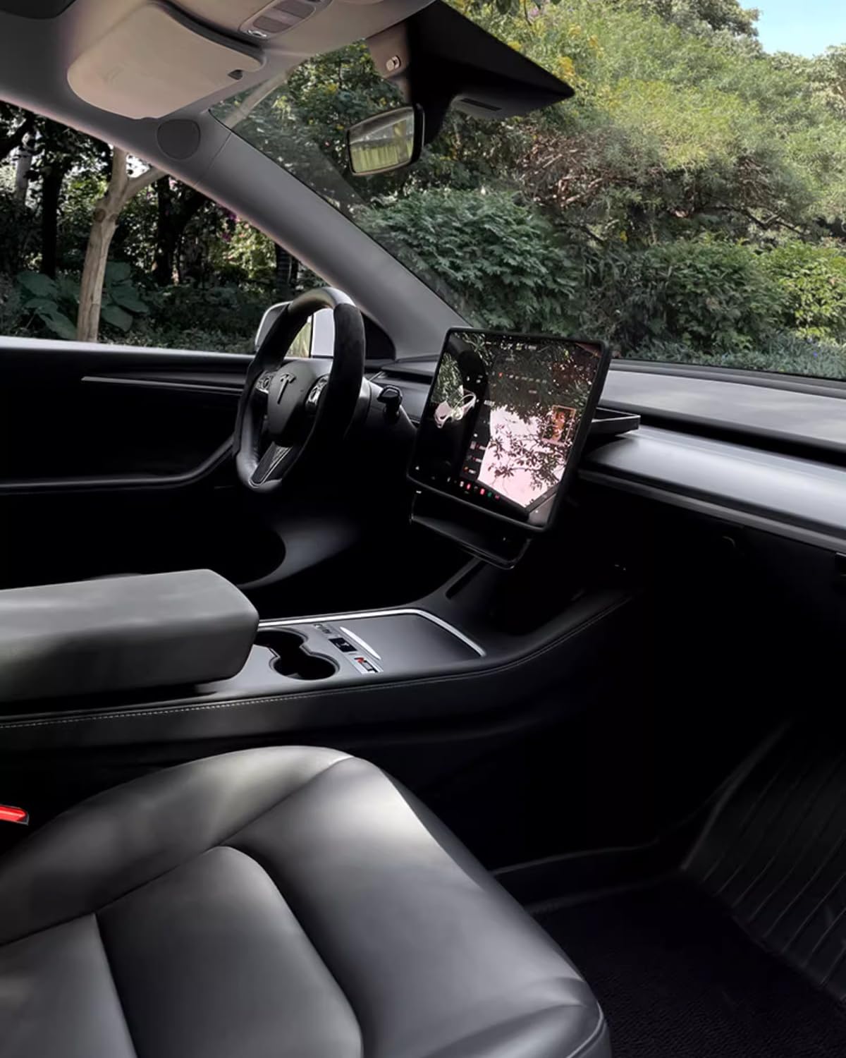 Mattweiße Armaturenbrettabdeckung und Vordertürabdeckung, kompatibel mit Tesla Model 3 (2021–2023) und Model Y (2019–2023), nicht für Performance (mattschwarz)