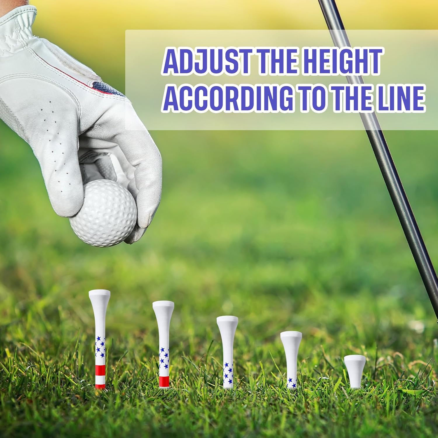 Mudder 600 Pcs 3-1/4" Golf Tees USA Stars and Stripes American Flag Golf Tees Bulk Bamboo Patriotic Golf Tees Long Red White and Blue Golfing Tees for Men Women