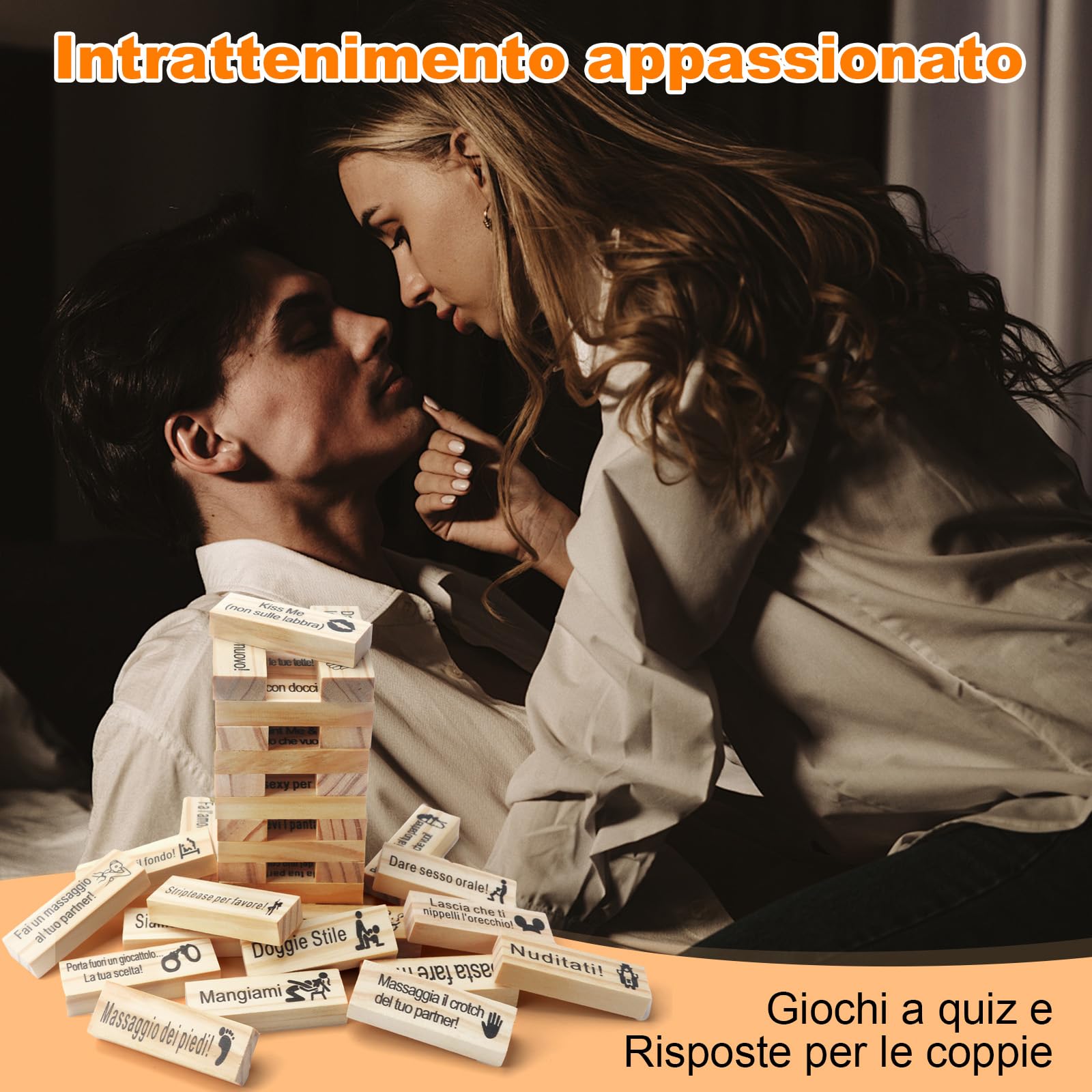 48 Pezzi Italiano Gioco Super Naughty Block Tower,Lust Tower Blocchi,Torre A Blocchi Di Coppia Giochi Di Coppia,Giochi Erotiici Coppie,Giochi di Coppia for Adulti