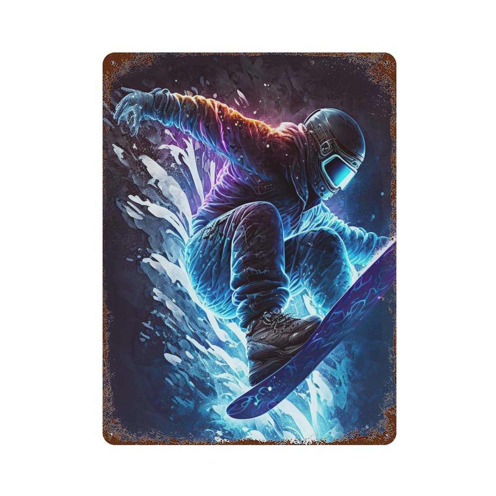 Snowboard Vintage Metal Tin Sign 15.7"x11.8", Farmhouse Wall Decor for Garage, Bar And Workshop Decor