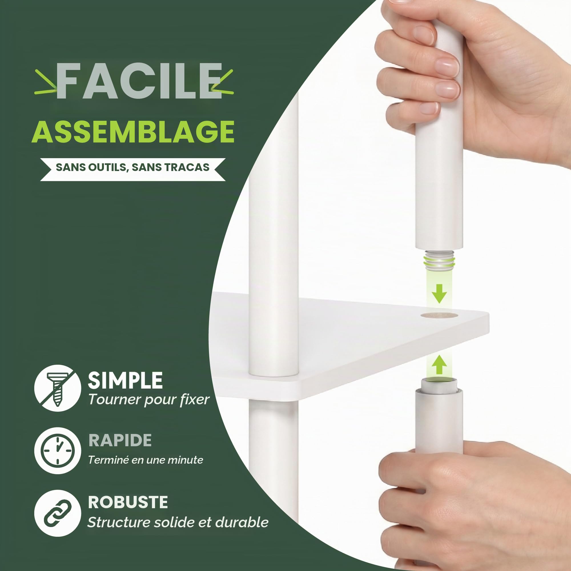 Furinno Turn-N-Tube Table Basse Ronde en Bois à 2 Niveaux, d'ingénierie, Marbre Blanc, 1-Pack