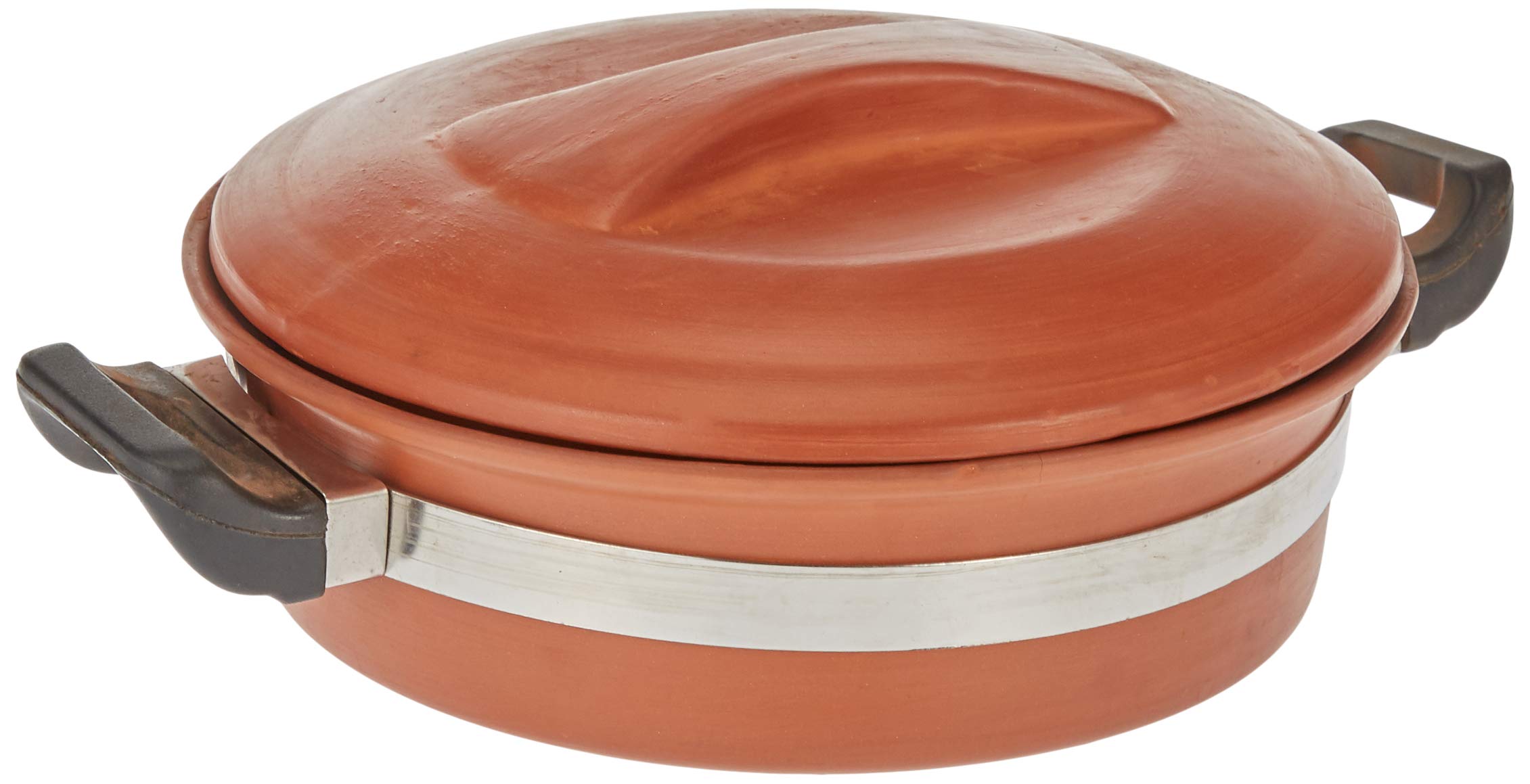 Harmony2724623315287 2L Earthen Handi With Lid And Handle Brown