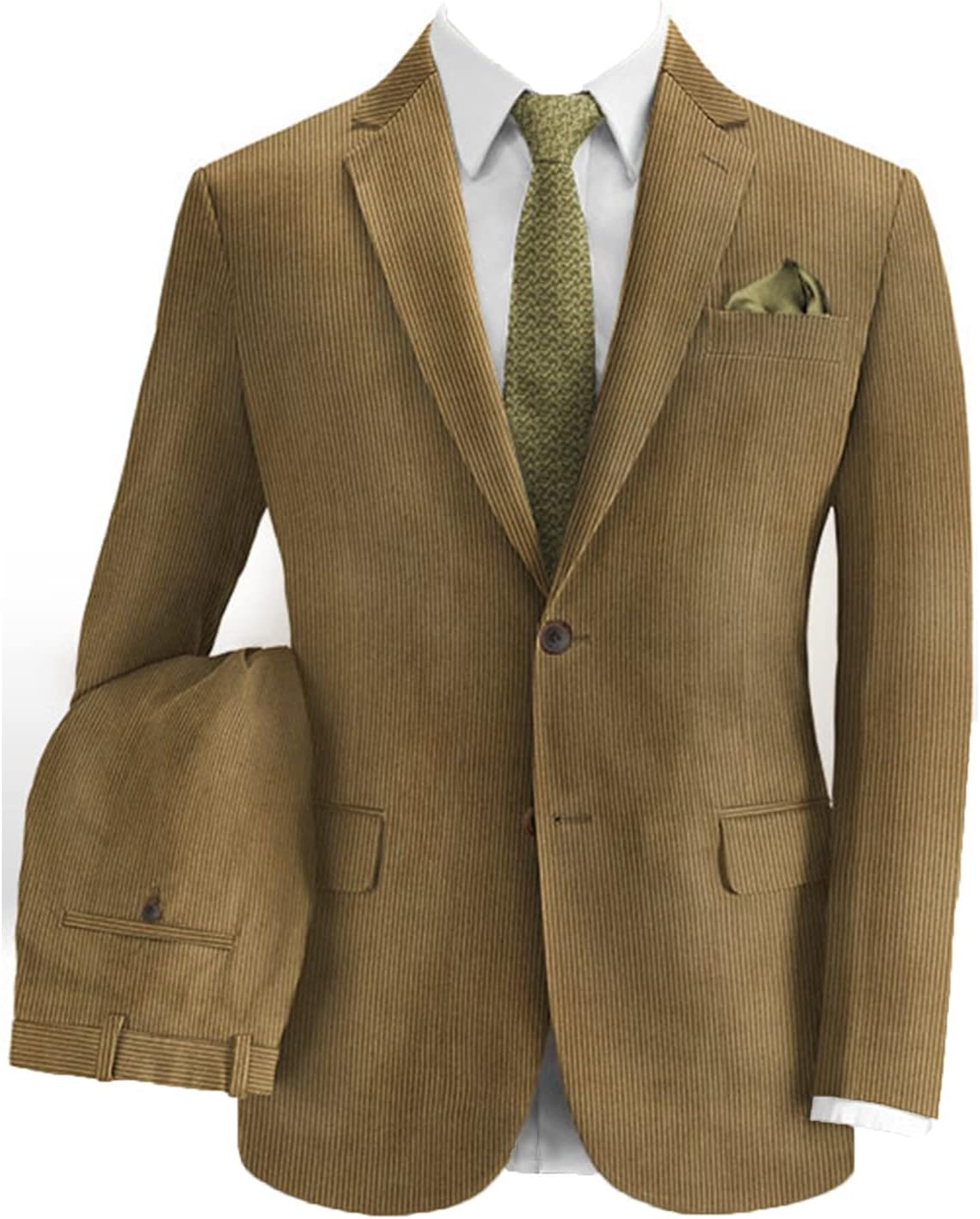 Qrkoda Men's Corduroy Suit Modern Fit Two Buttons Jacket and Pants ...
