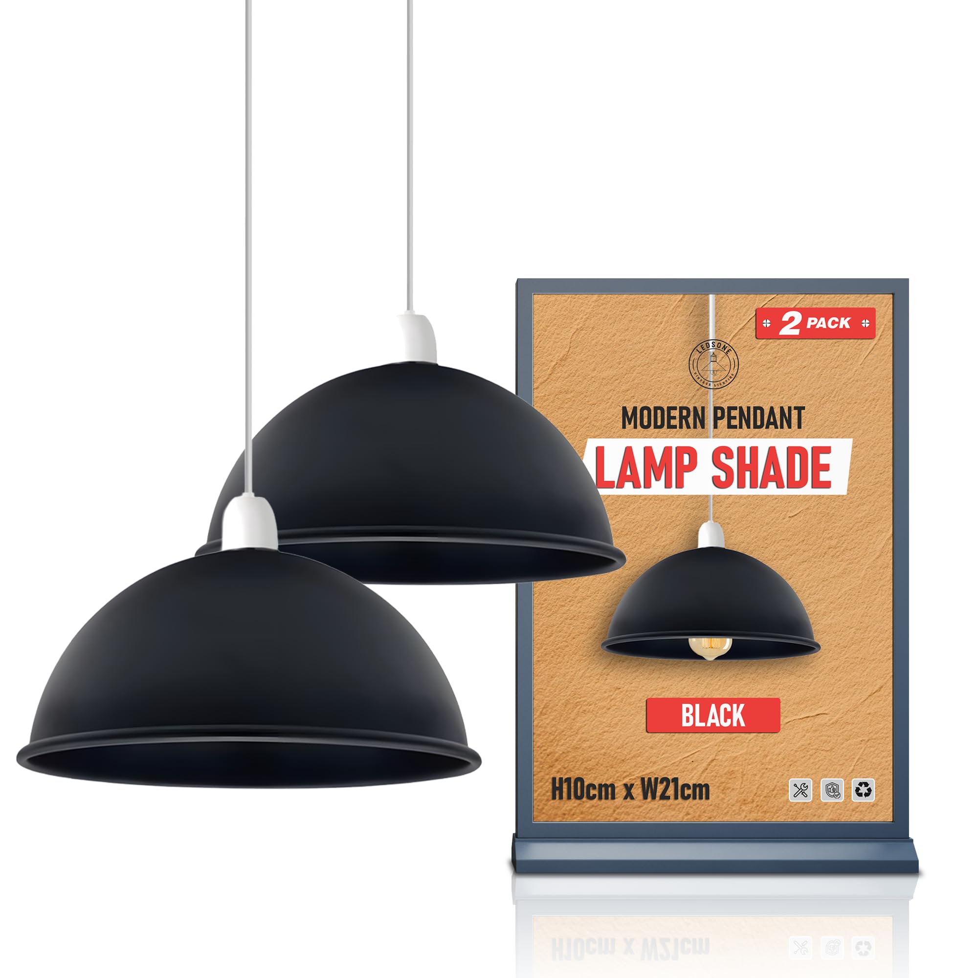 LEDSONE Black Lamp Shade for Ceiling Lights Modern Pendant Light Fitting