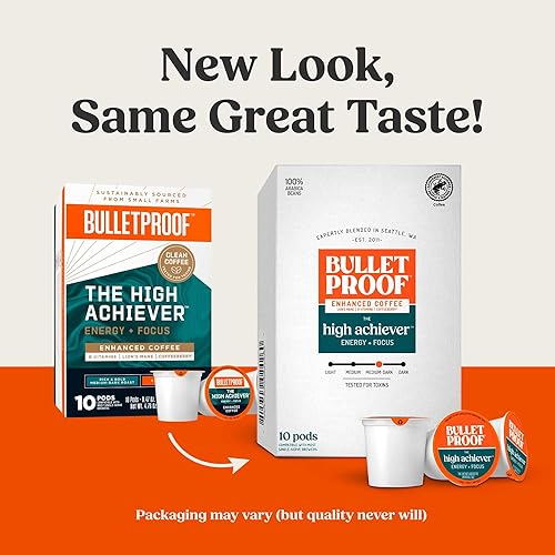 Miniatura 10 de Bulletproof The High Achiever Cápsulas de una sola porción, 72 unidades, café mejorado de tostado medio oscuro con melena de león y vitaminas B