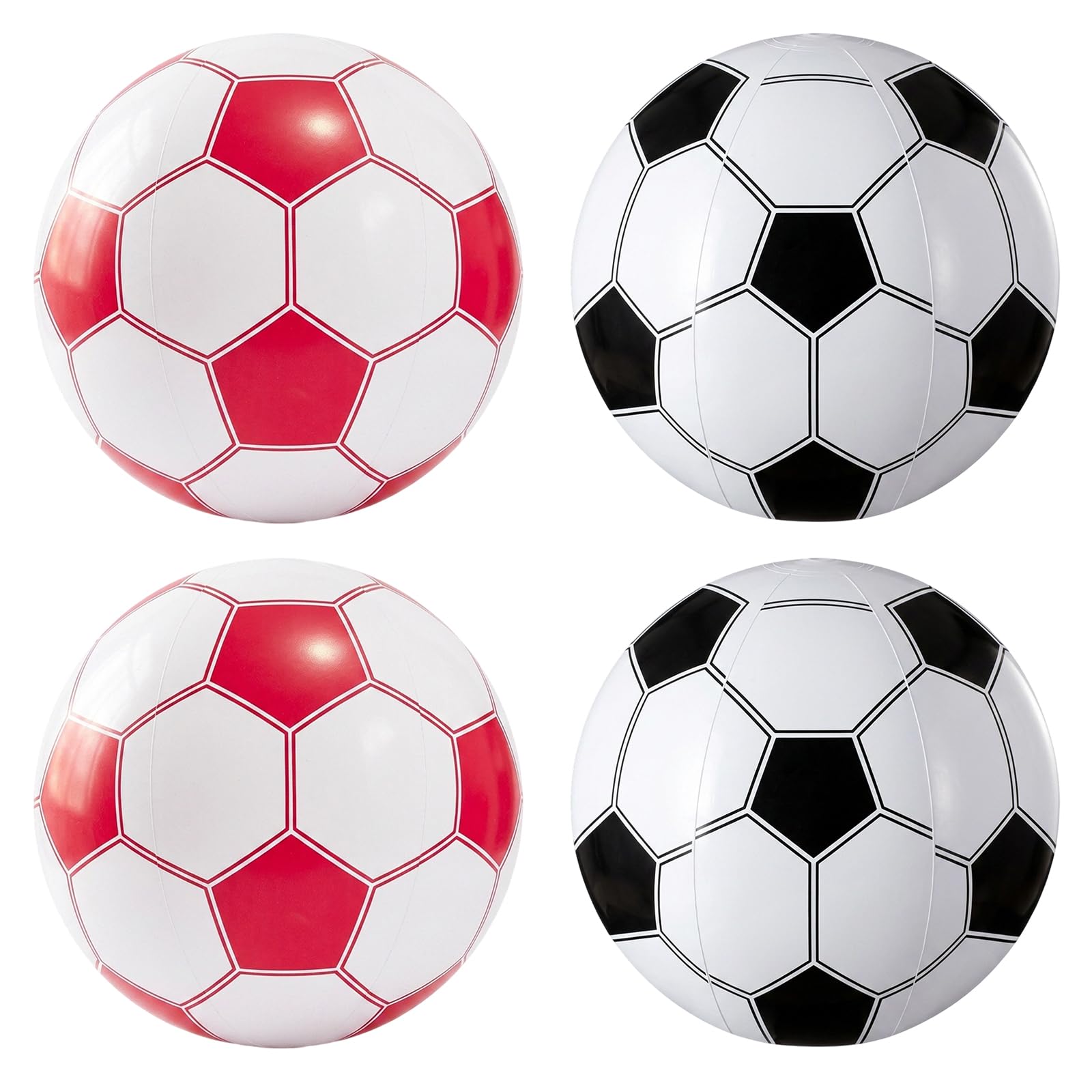 GLQYGZ 4 PCS Inflatable Football, Beach Football, Inflatable Balls with Black White and Red White Colour Combinations, For Beach Matches Pool Activities and Outdoor