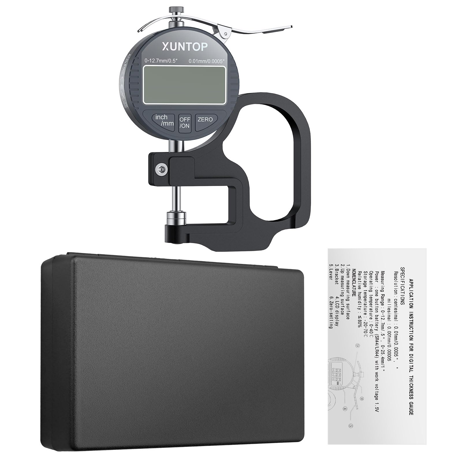 Spessimetro Digitale 0-12,7mm 0,01mm Display LCD Calibro Elettronico con Auto-Spegnimento