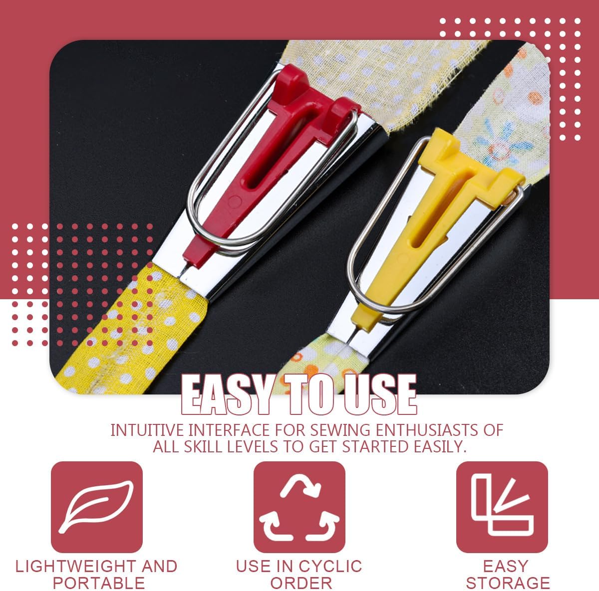 UPIQNG 5Pcs Bias Tape Maker Fabric Tape Maker Edge Wrapper Sewing Quilting Bias Binding Maker DIY Quilting Tool,6mm/9mm/12mm/18mm/25mm
