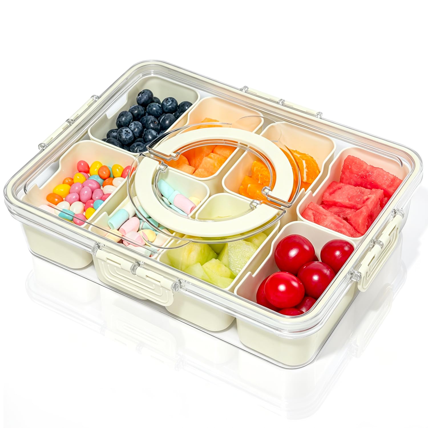 Amazon.com | HRXFOZ Divided Serving Tray with Lid and Handle,8