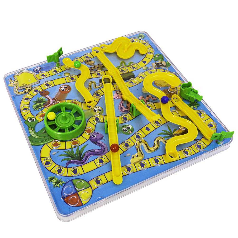 3D Snake Board Game Toy with Ladder, Family Fun Game for Kids, Plastic Material, Suitable From Ages 3 Years +, 320 X 320 X 65mm (Yellow)