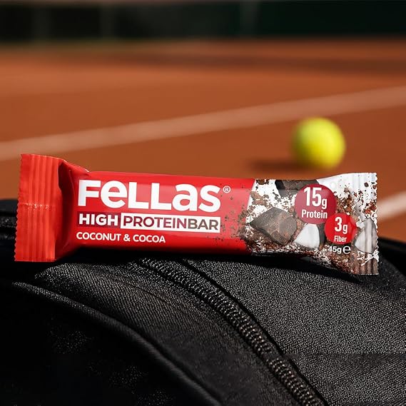 Fellas High Protein Bar, Coconut and Cocoa, 45gr x 12 Pieces