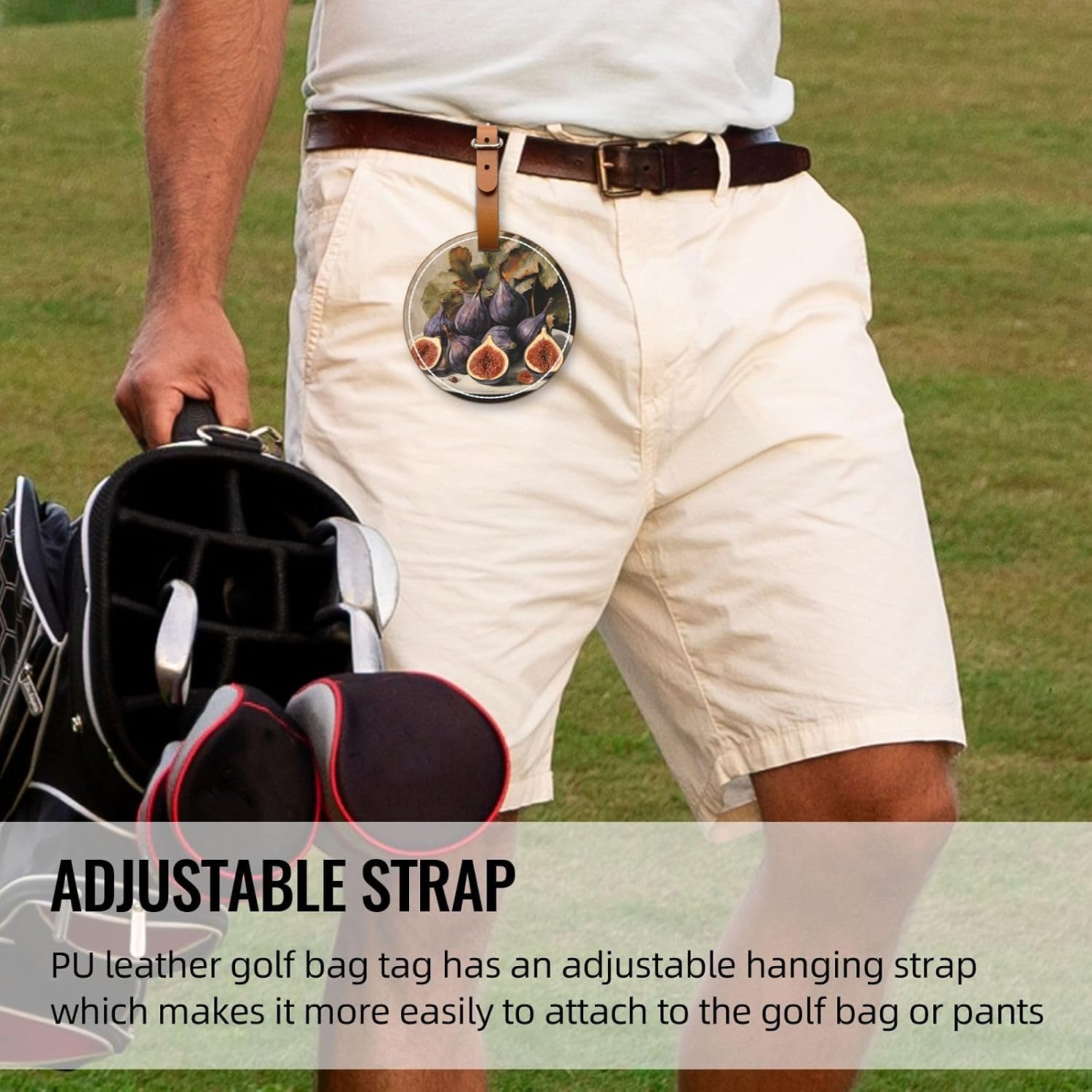 Fig Black Printed Golf tee Storage Bag - for Men only, Durable PU Material, Easy to Carry, Enhance The Golf Experience