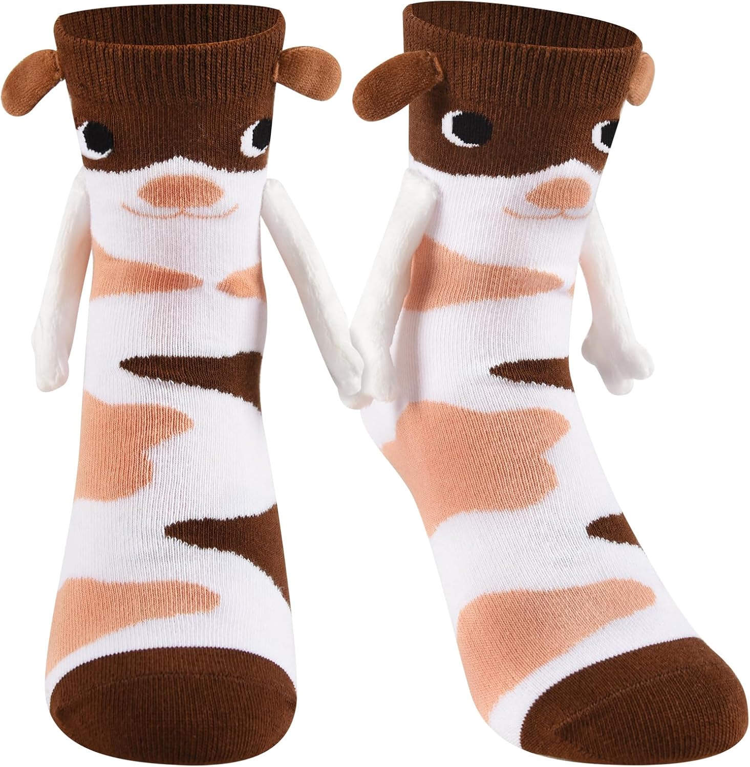Crazy Holding Hands Socks for Kids 3-12, Magnetic Funny Silly Crazy Wacky Animal Crew Socks for Boys Girls Stocking