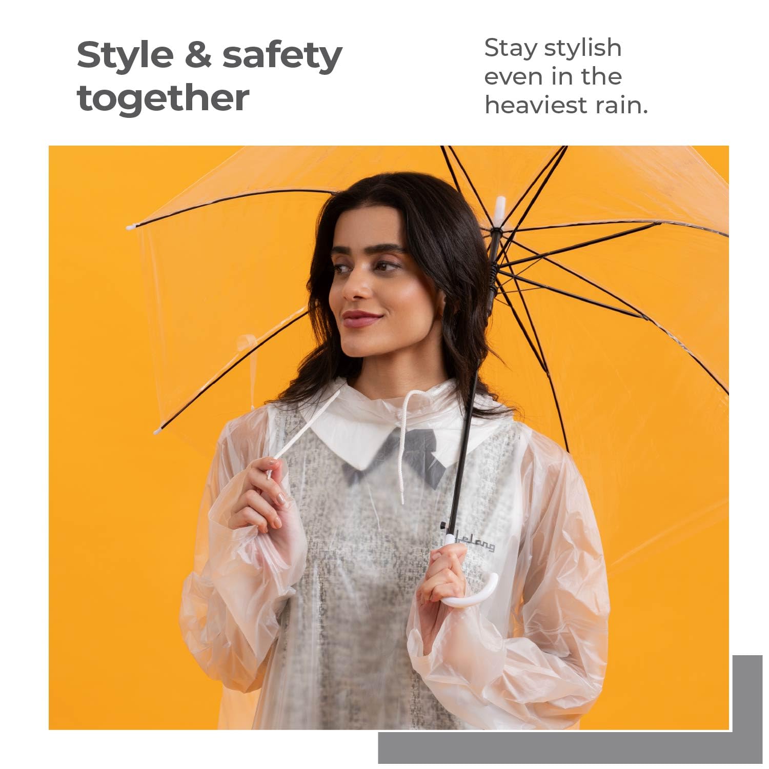 Lifelong Waterproof Unisex Raincoat | Hooded Full Sleeves Outdoor Poncho for Men, Women, Boys & Girls | Durable PVC Rainwear for Camping, Hiking, Travelling | Adjustable Drawstring |Transparent (1 Pc) - Image 5 thumbnail