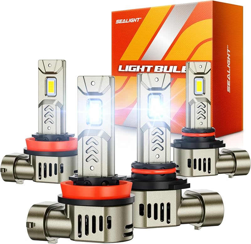 Kit de lâmpadas LED SEALIGHT 9005/HB3 e H11/H9/H8 para farol de neblina – 4 unidades