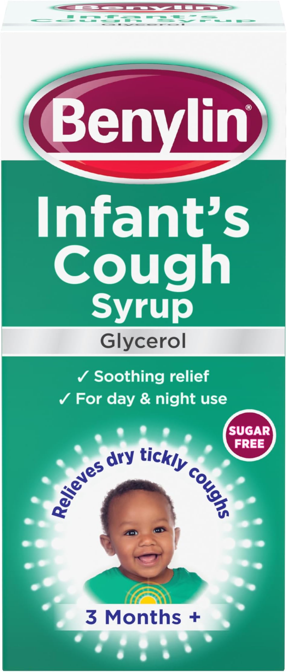 Benylin Infant’s Cough Syrup Apple Flavour (1x 125 ml), Effective Tickly and Dry Cough Medicine, Suitable for Day and Night Use Medicine for Children Aged 3 Months +