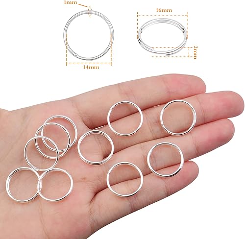 Vista 51 de Aylifu 200 anillos de metal divididos, anillos de salto de doble bucle chapados en níquel de 0.63 pulgadas, pequeños anillos de llavero de cristal