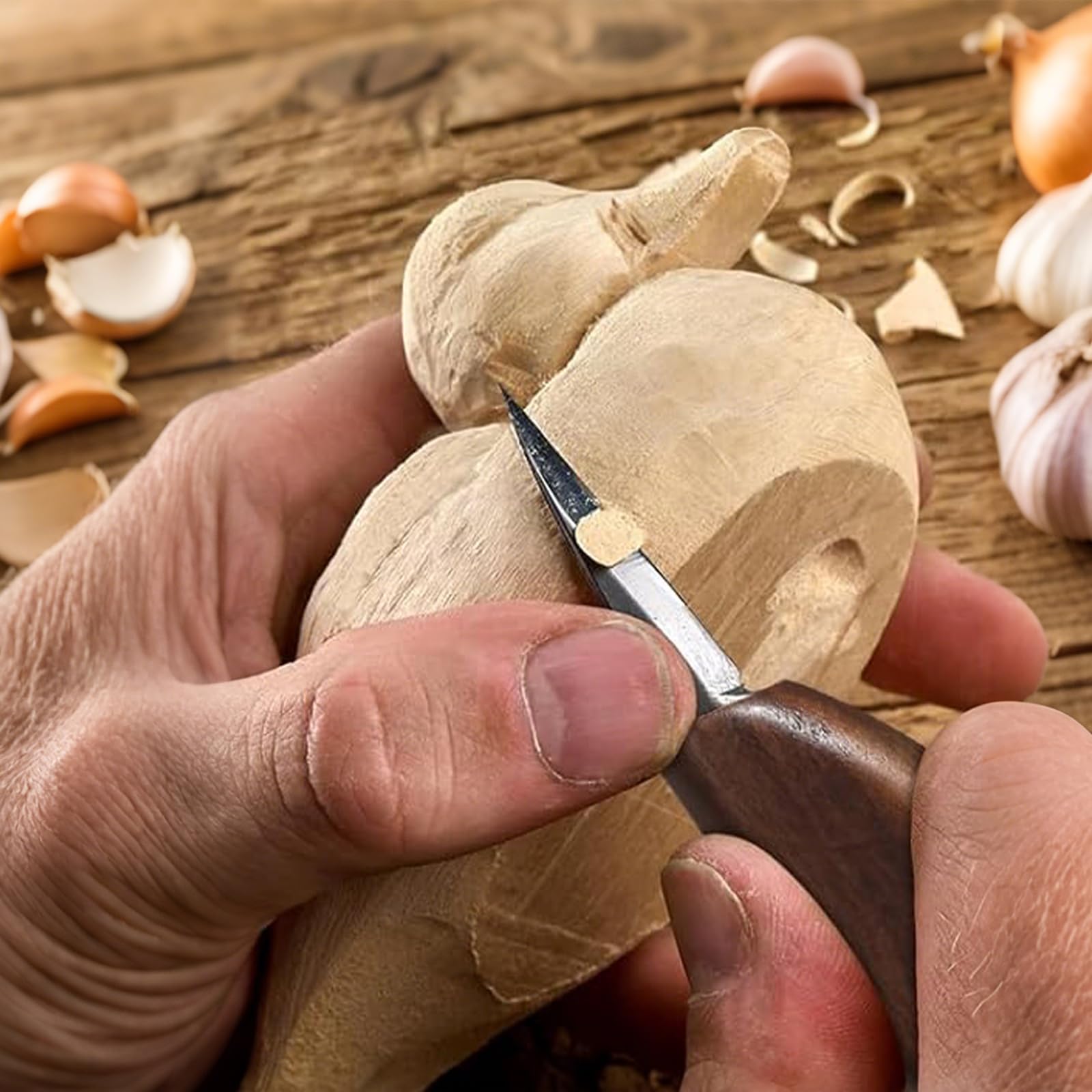 Set de herramientas de tallado en madera, de 14 piezas, con bolsa de almacenamiento de cuero, con 8 cuchillos de tallado y 3 cuchillos de tallado de detalle y piedra de afilar y cuero de asentado para