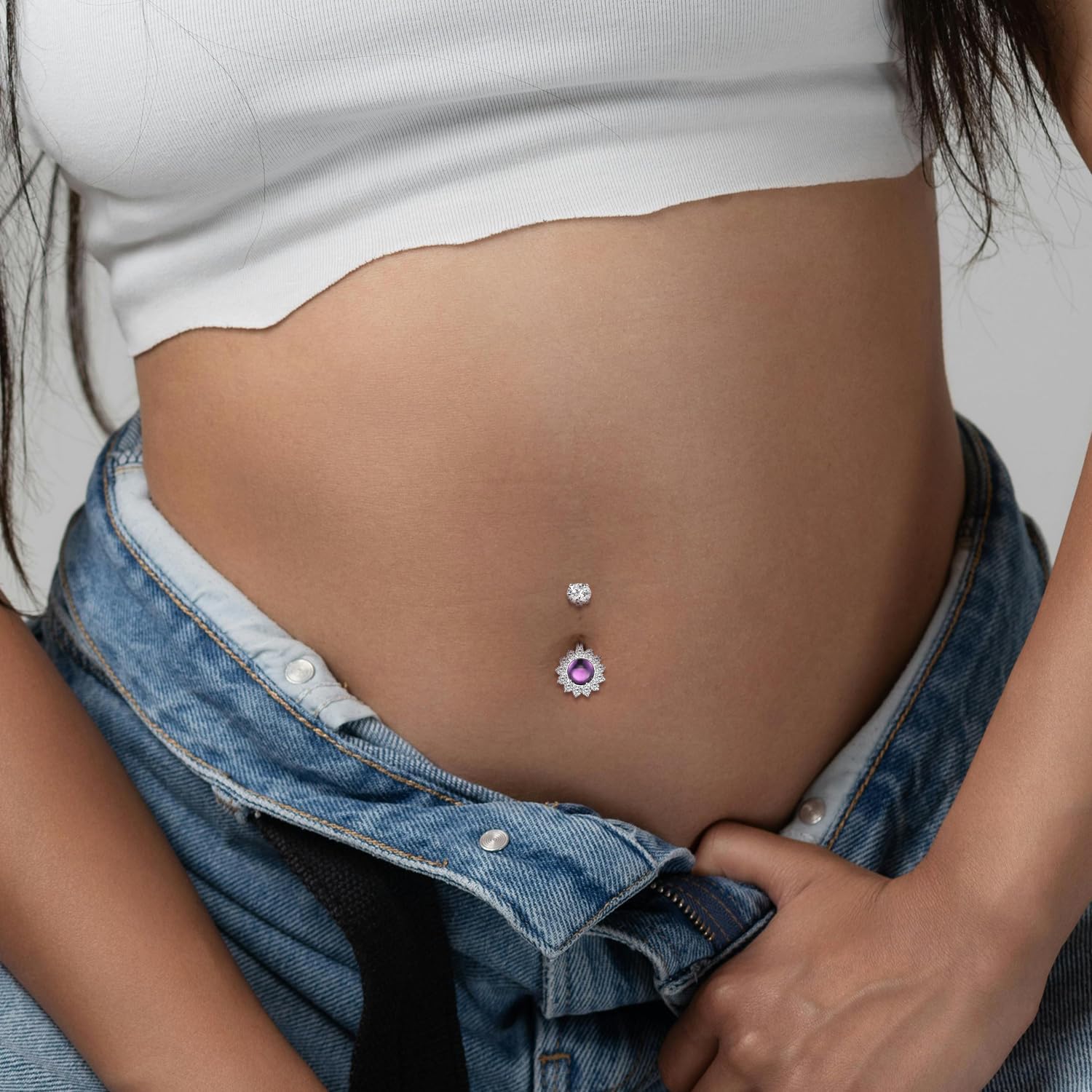 GAGABODY G23 Titanium Belly Button Rings for Women 14G Belly Ring 10mm Titanium Navel Piercing Jewelry 14G Belly Piercing Internally Threaded Barbell Silver Belly Button Piercing - Image 5