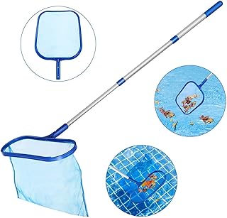 PANNIXIA Swimming Pool Net for Cleaning, Pool Cleaning Net Pool Net Skimmer Pond Net with Handle, Telescoping Pole Pool Cleaning Kit Net Swimming Pool Skimmer Fine Mesh Pool Maintenance Kit