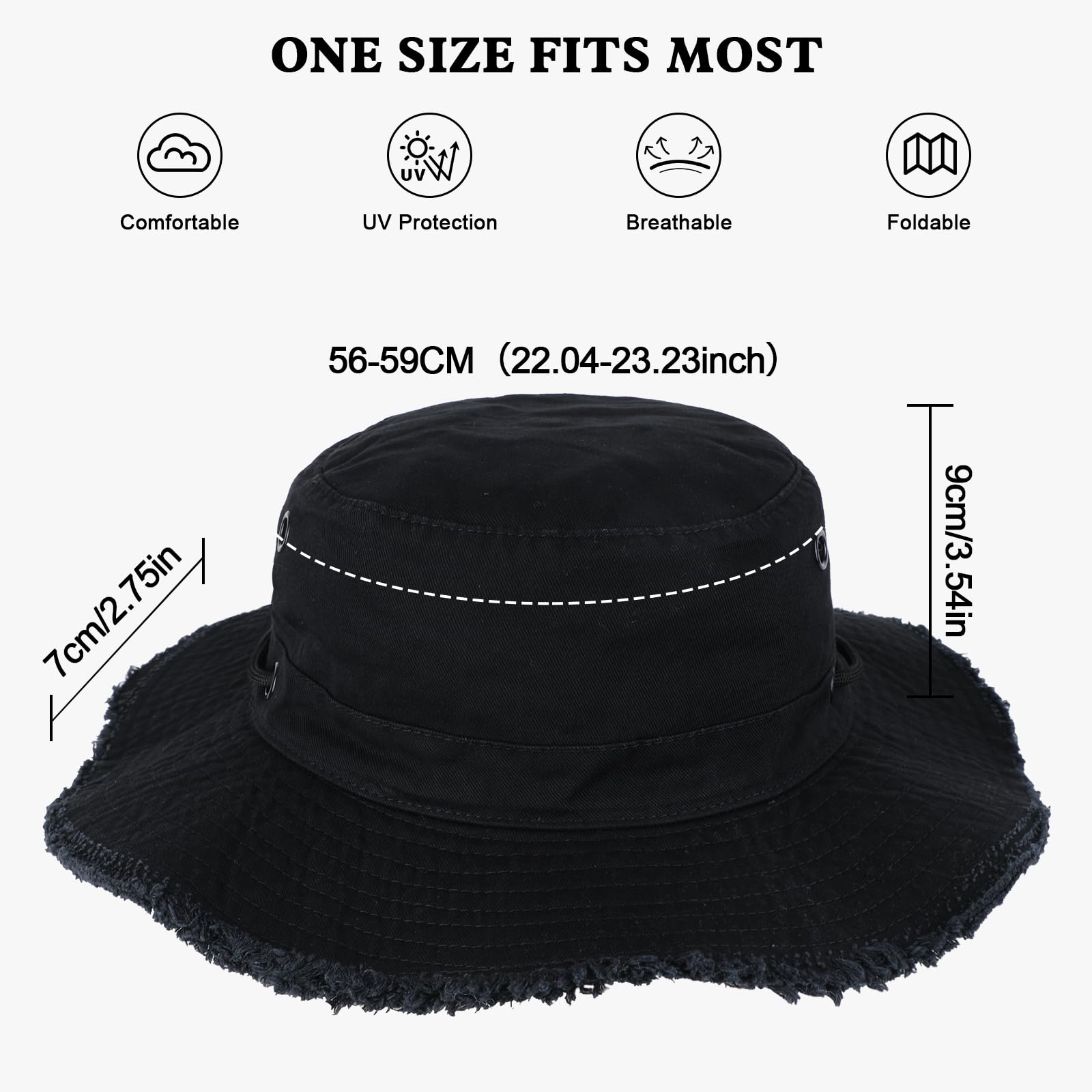 Sombrero del Pescador Mujer Verano Sombrero de Sol ala Ancha de Algodón con Protección UV Gorro Mujer Plegables Safari Bucket Hat para Senderismo Playa Montañismo Viaje
