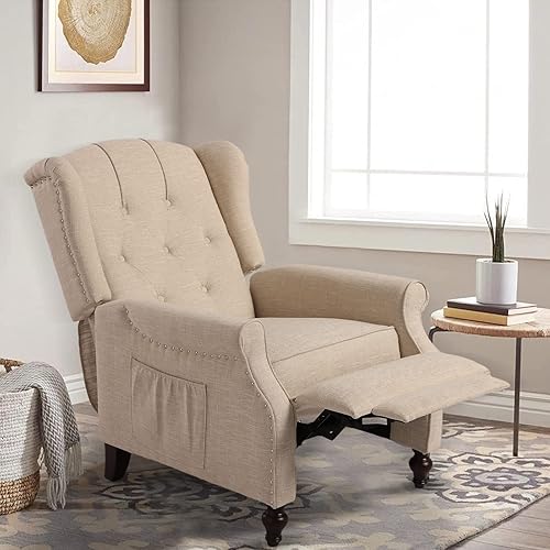 Miniatura 48 de Wingback - Silla reclinable con respaldo a presión y calor y masaje, sofá individual copetudo para el hogar, sala de estar, oficina, dormitorio