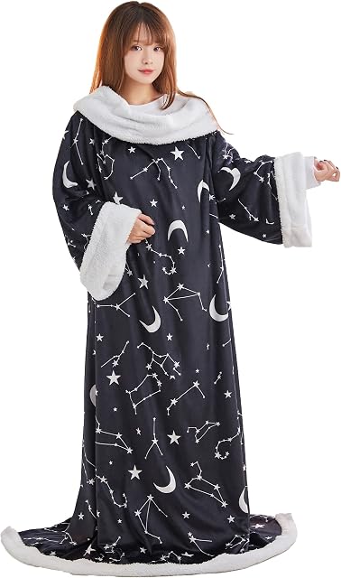 MEOWCOS Wearable Blanket with Sleeves Double-Sided Super Warm Fleece Blanket Throw Sofa TV Blanket with Sleeves Gift for Her Christmas Gifts for Women