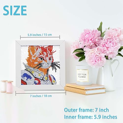 Miniatura 4 de AyuqEjus Kits de arte de diamantes 5D para niños con marco de madera de 7.1 x 7.1 pulgadas, arte de diamantes para niños de 6 a 12 años por números,