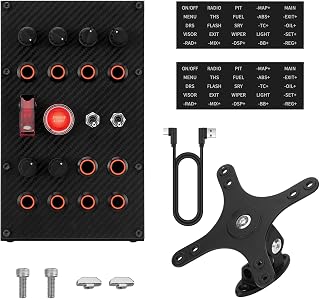 MiYee Sim Racing Button Box Programmable Button Simulation Racing Control Box with Rotary Encoders, Momentary Push Buttons, Carbon Fiber Panel, Metal Housing, for Truck Simulator PC, Plug and Play