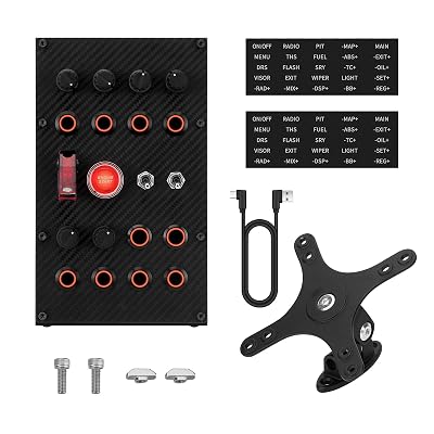 MiYee Sim Racing Button Box Programmable Button Simulation Racing Control Box with Rotary Encoders, Momentary Push Buttons, Carbon Fiber Panel, Metal Housing, for Truck Simulator PC, Plug and Play