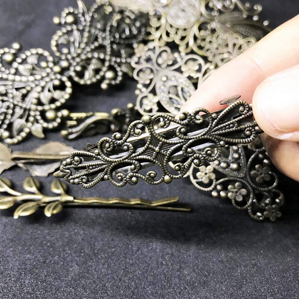 10PCS Fermagli per Capelli Laterali in Lega di Metallo Mollette antiche Porta Coda di Cavallo per Donne Ragazze Acconciatura Spessa Accessori per Capelli Accessori per Capelli - Bronzo