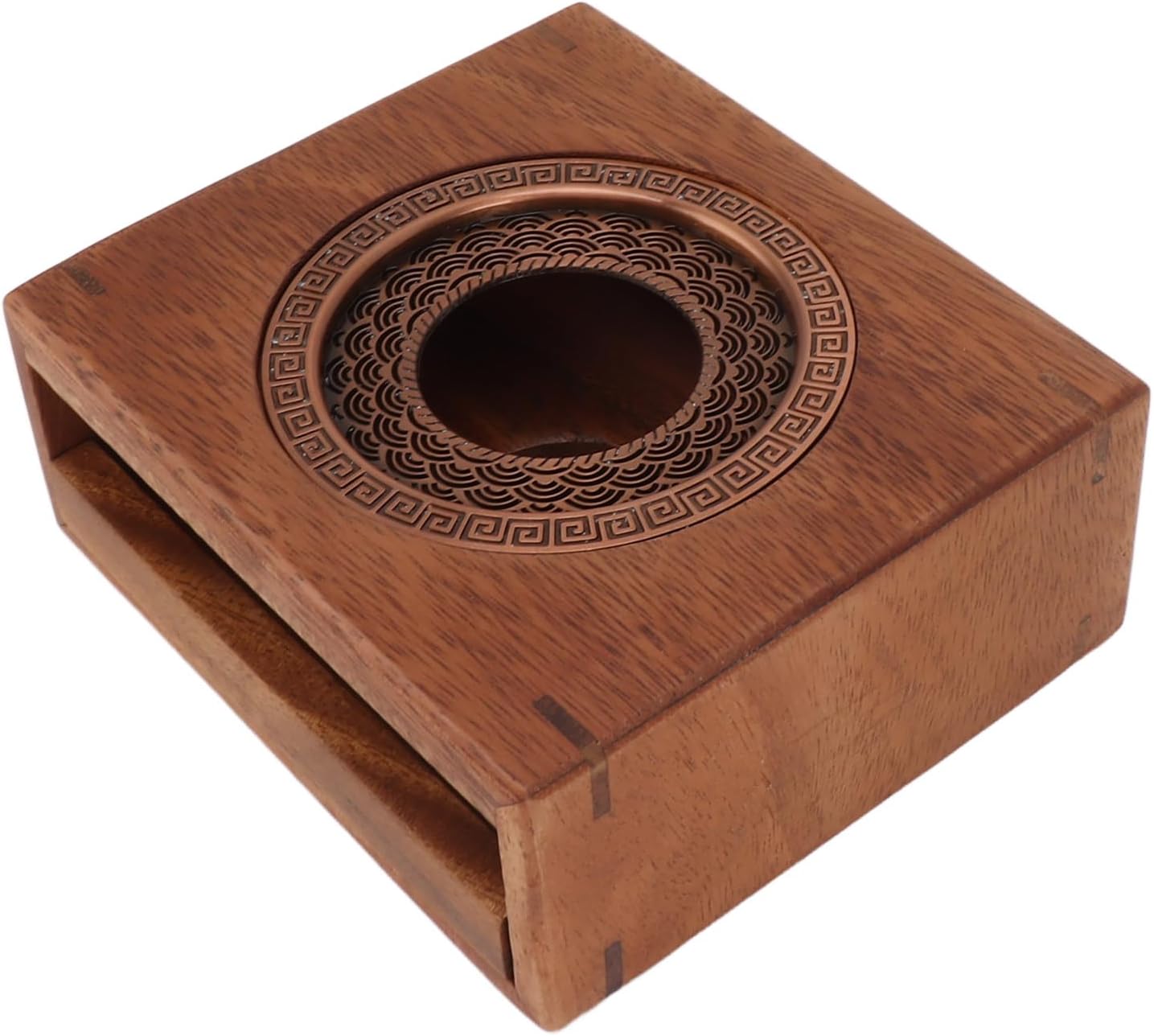 Japanese Style Walnut Teapot Warmer with Candle Tea Warmer Stove Function, Keeps Tea Warm, Enhances Flavor, Multifunctional Use for Home