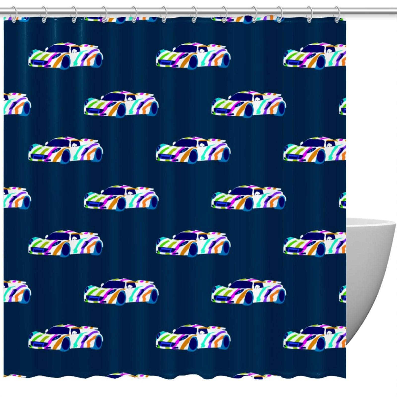 Rideau de douche imperméable anti-moisissure 168x183 cm à motifs