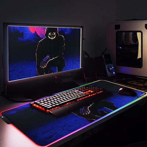 Miniatura 4 de Alfombrilla de ratón RGB para juegos, alfombrilla de ratón animada, alfombrilla de ratón grande con superficie impermeable y base antideslizante, 10
