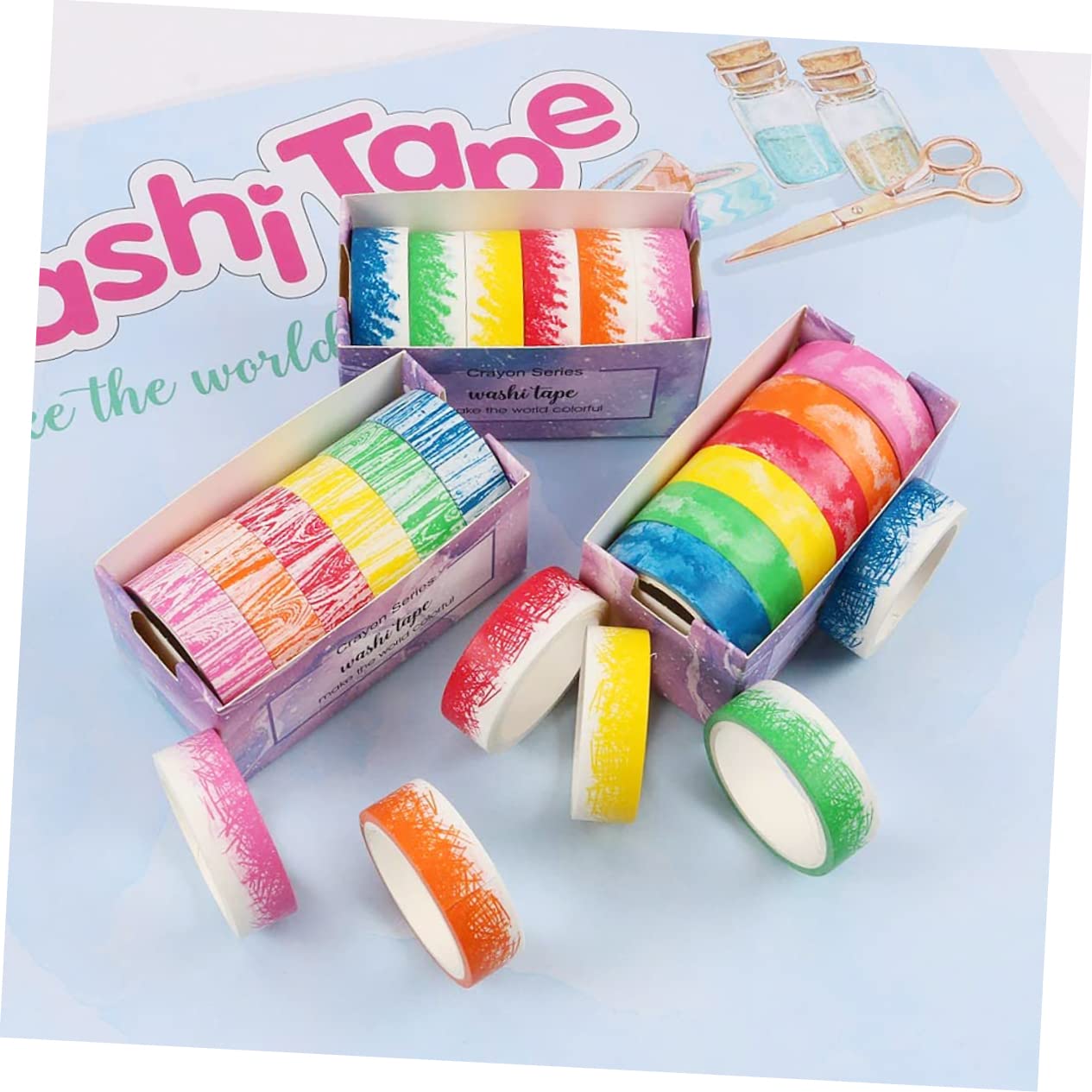 EXCEART 18rollos Cinta Washi Decorativa Adhesiva Cinta Masking para Manualidades Scrapbooking y Decoración y Diseño Creativo Sin Restos Al Retirar para Proyectos