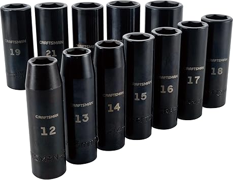 40% off: CRAFTSMAN Impact Socket Set, Metric, 1/2-Inch Drive, Deep Impact Sockets, 12-Piece (CMMT15887)