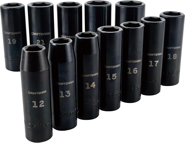 CRAFTSMAN 12 Piece Metric Impact Socket Set 1/2 Inch Drive