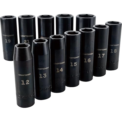 CRAFTSMAN Impact Socket Set, Metric, 1/2-Inch Drive, Deep Impact Sockets, 12-Piece (CMMT15887)