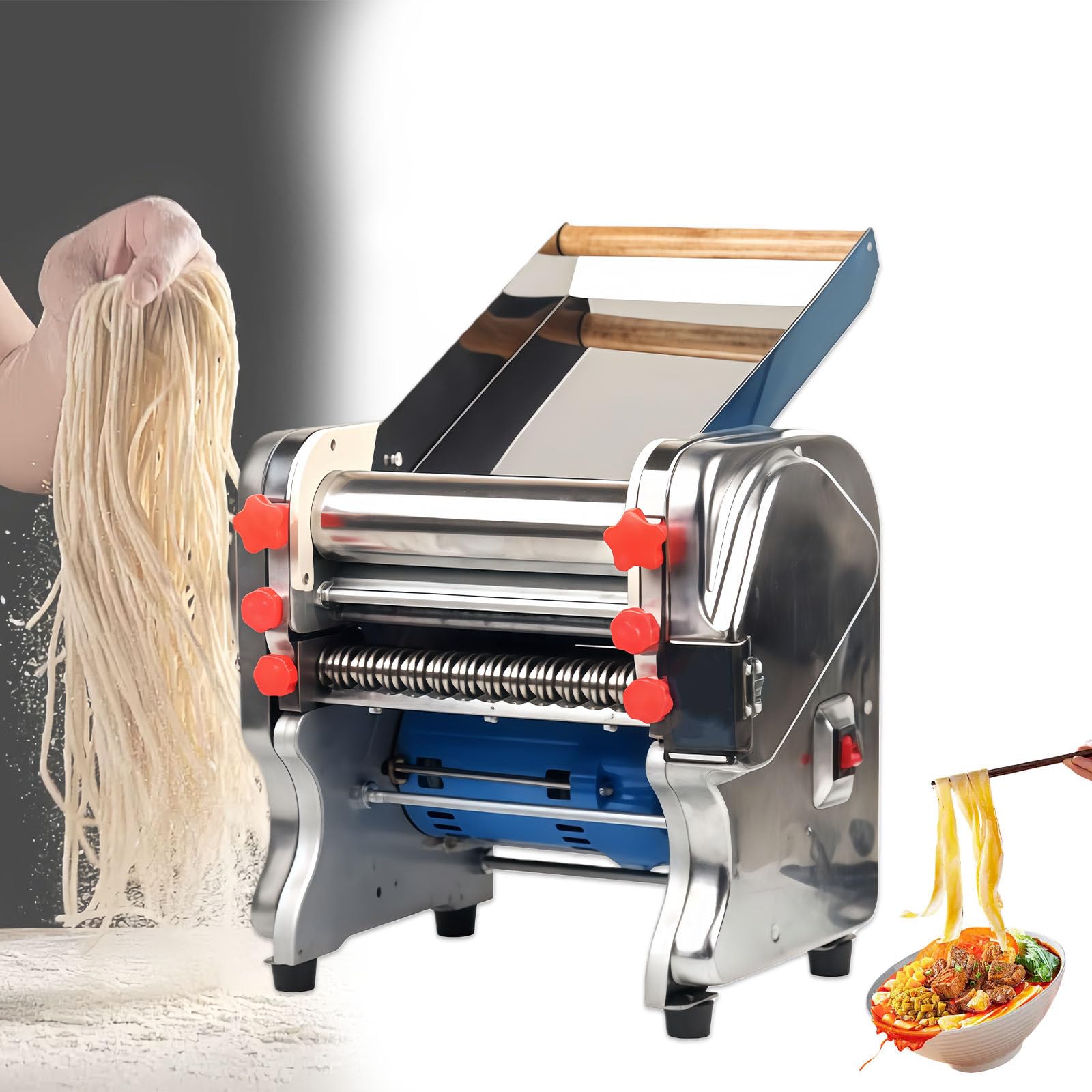 Máquina automática para Hacer Fideos de 550 W - Máquina eléctrica para Hacer Pasta para Uso doméstico y Comercial - Ideal para la preparación de Fideos, Pizza, Pan y Pasta.