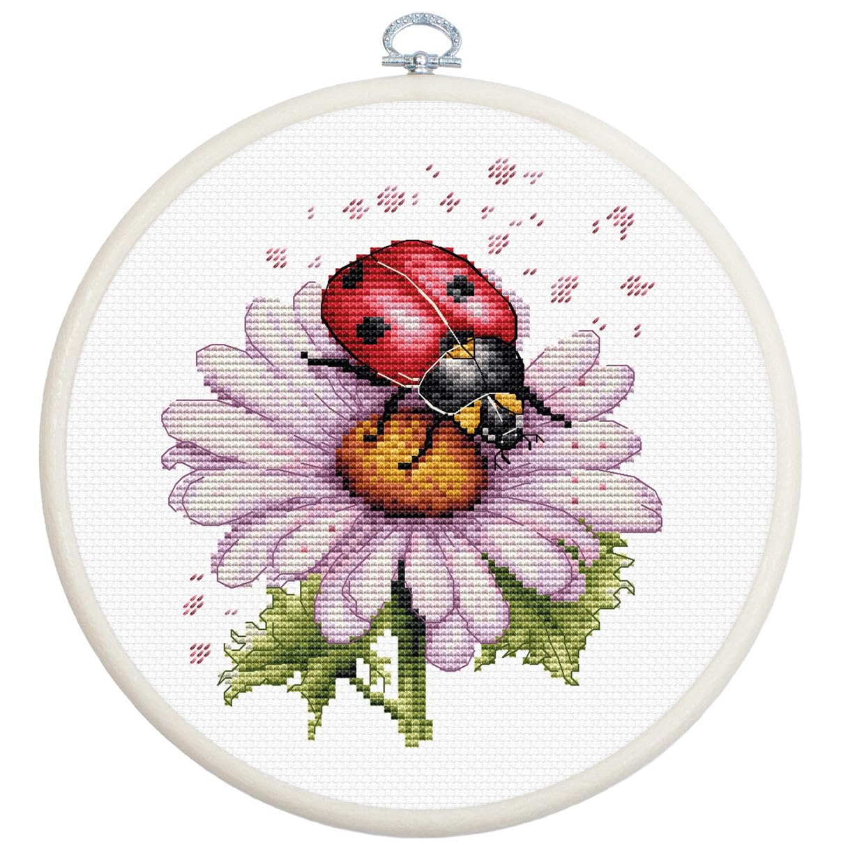 Luca-S Cross Stitch Kit with Hoop Included Field Flower, BC231, Counted Cross Stitch Kit for Adults Needlecraft and Embroidery Kit