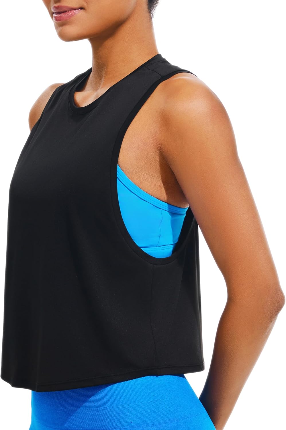 JOYSPELS Workout Tank Tops for Women, Ice Silk Quick Dry Athletic Crop Top, Loose Fit Running Yoga Gym Shirts