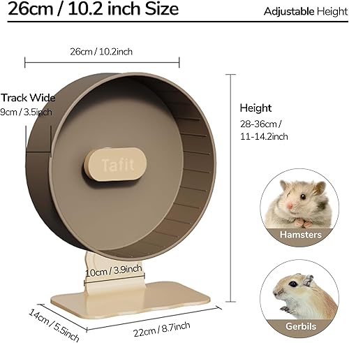 Miniatura 8 de Rueda silenciosa de hámster de 10.2 pulgadas, con rodamientos duales, silenciosa, para animales pequeños, rueda de ejercicio para correr, altura
