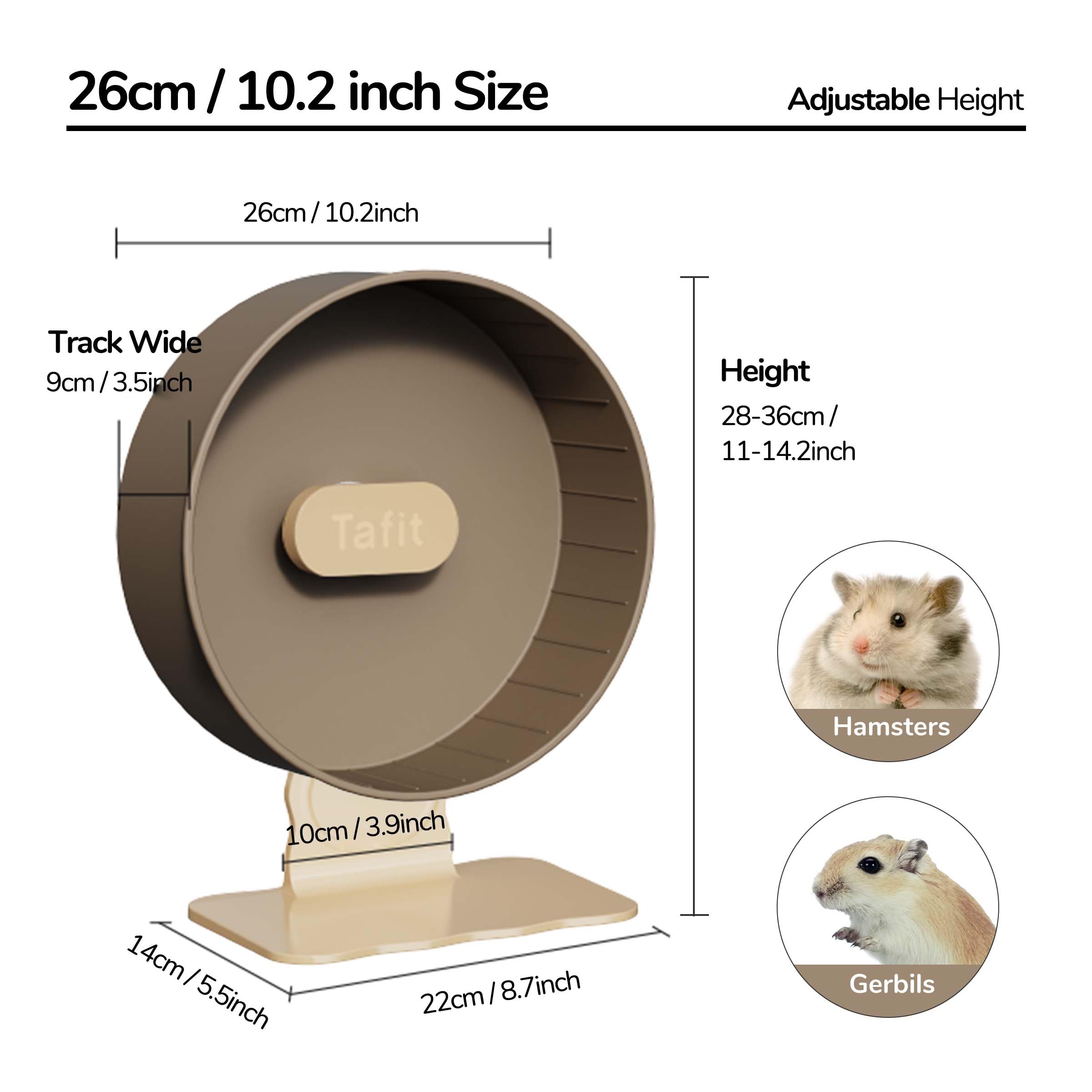Tafit Quiet Hamster Wheel 10.2 Inch Dual-Bearings Silent Small Animals Running Exercise Wheel Height Adjustable for Syrian Hamsters, Gerbils, Rats, or Other Small Pets, Avocado Green - image 8