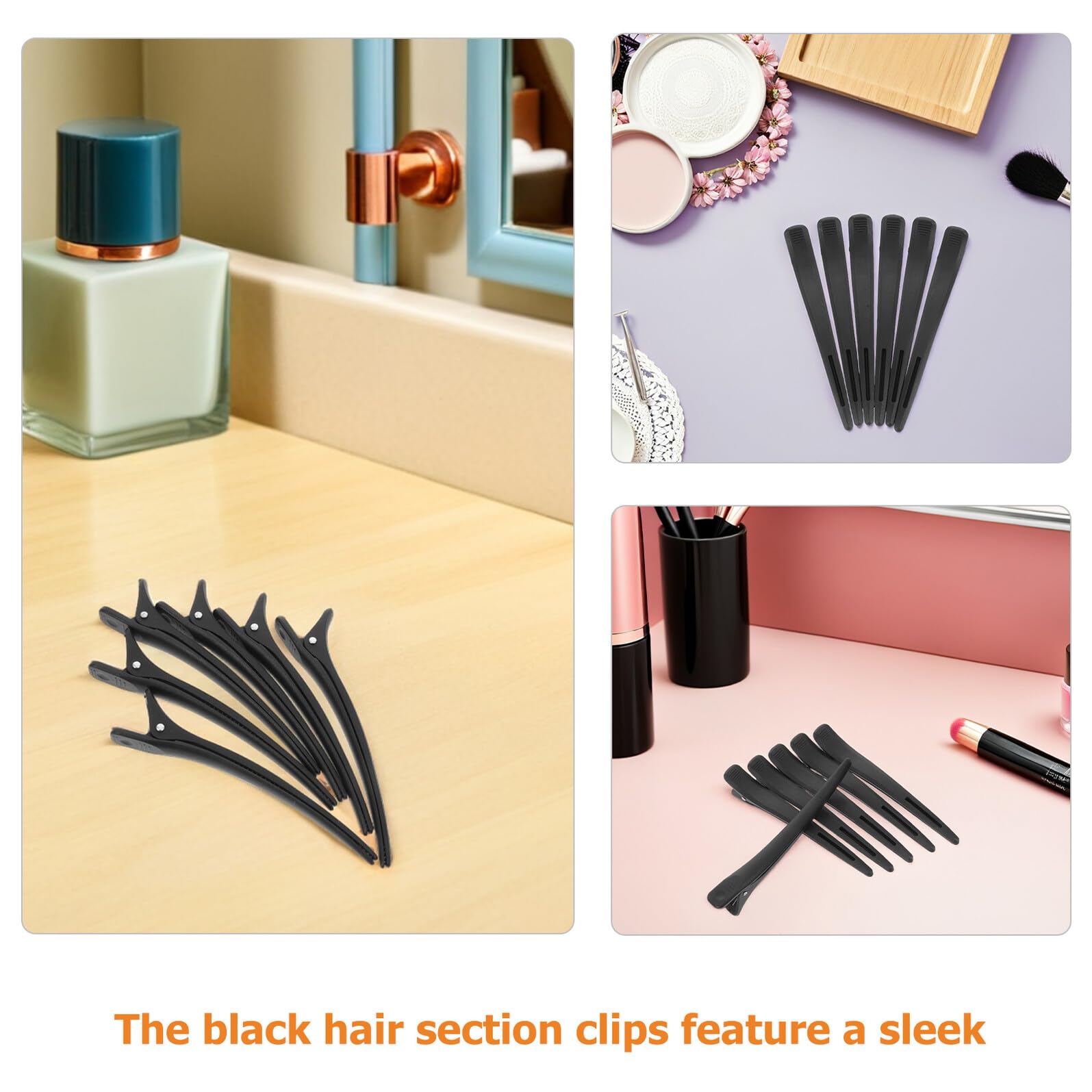 LIFKOME 20 Pezzi Fermagli per Capelli Becco d'Anatra Neri Clip Parrucchiere per Sezionare e Fissare Multiuso per Styling Colorazione e Trucco Antiscivolo per Donne e Professionisti
