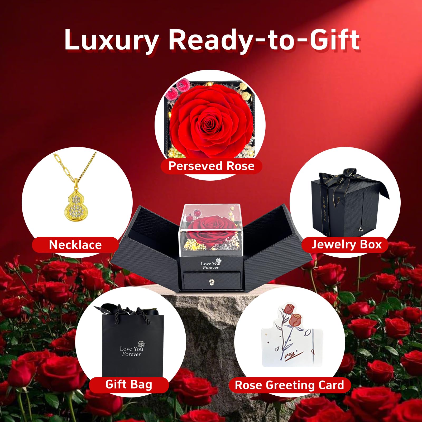 Preserved Real Rose Gift Box, Mothers Day Gifts for Mom, Eternal Flowers for Her Wife, Anniversary for Mom