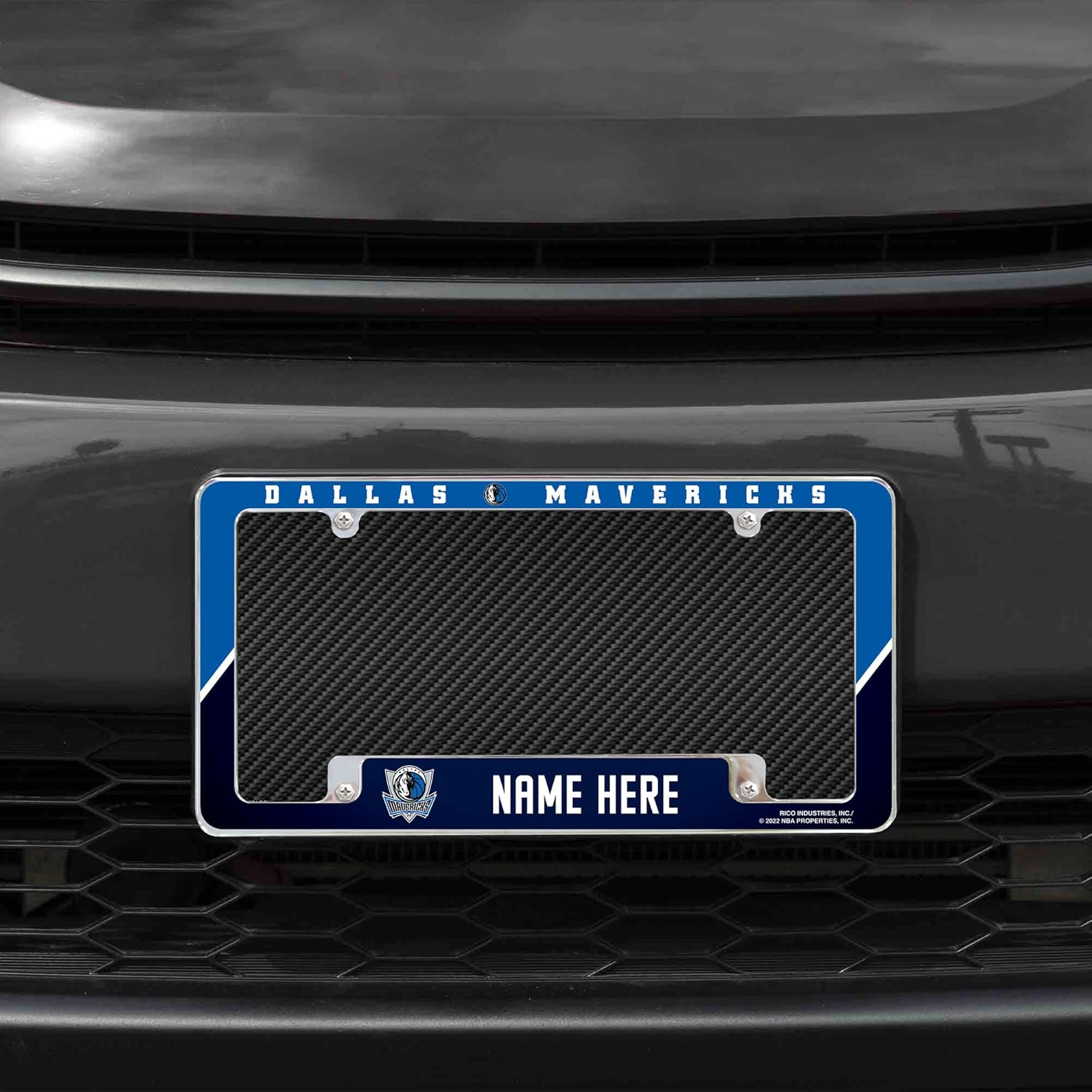 Rico Industries NBA Basketball Dallas Mavericks Personalized/Custom 12" x 6" Chrome All Over Automotive License Plate Frame for Car/Truck/SUV