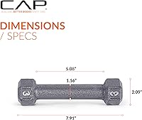 Vista 36 de CAP Barbell Mancuerna hexagonal de hierro fundido Múltiples opciones Negro