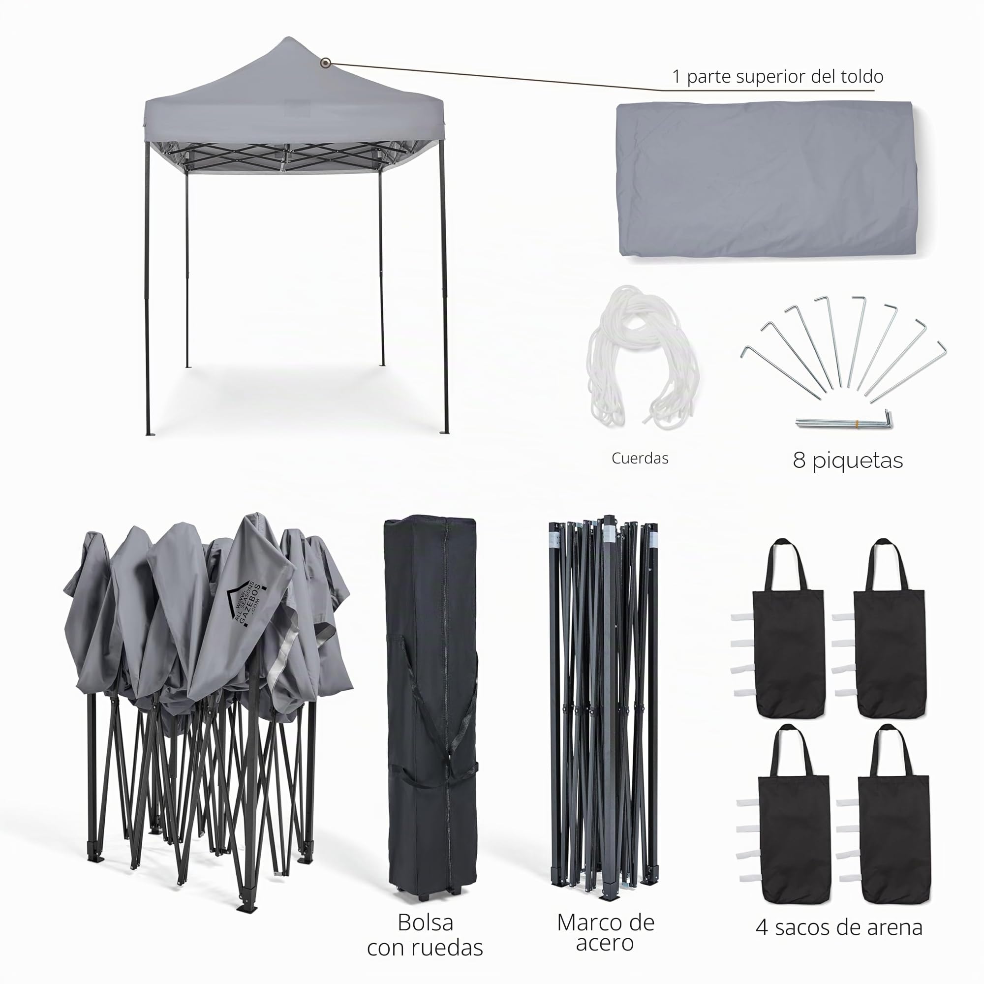 All Seasons Gazebos 3x2m Totalmente Impermeable Pop up Gazebo - Gris Metalizado