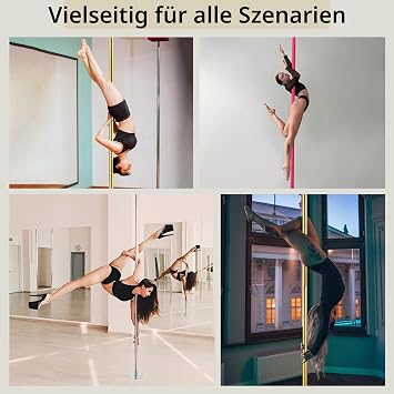 Dance Pole for Home - 45 mm Spinning Dance Pole with Extension Portable Dance Bar Ideal for Bedroom Dance Studio & Pole Fitness 200KG Sichere Traglast Hochwertig Verchromter StahlStatisch/360° Drehbar Abnehmbare Pole Dance Tanzstange Indoor für Heim
