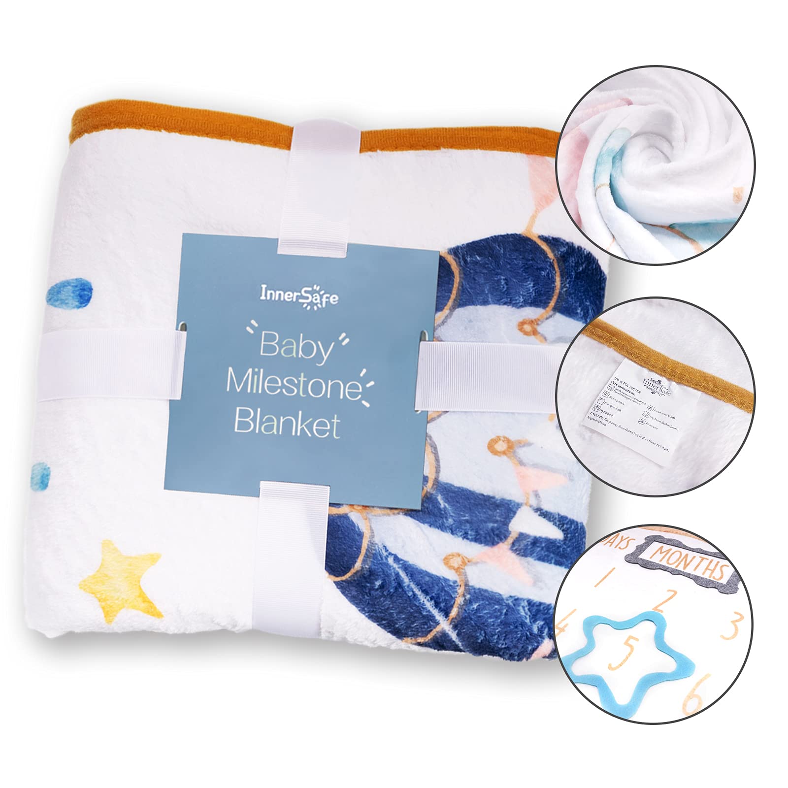 Manta mensual para bebé, niño y niña, manta de fotos para recién nacido, baby shower, manta mensual para fotos de bebé, accesorios de fotografía, captura el crecimiento del bebé, grande, 60 x 40 pies